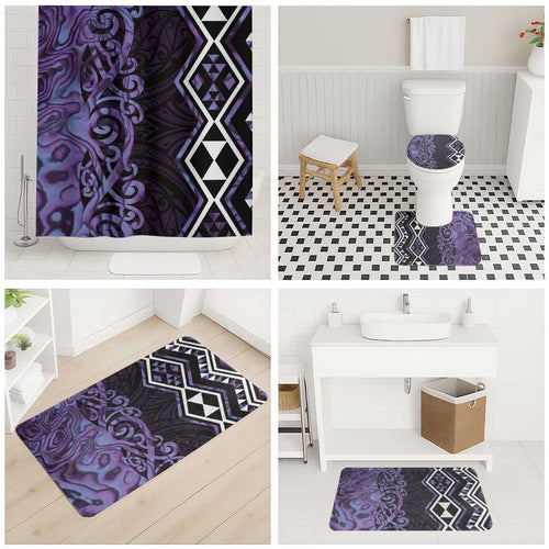 Purple Aotearoa Bathroom Set Taniko Motifs With Paua Shell Kowhaiwhai - Aussie Hoodie
