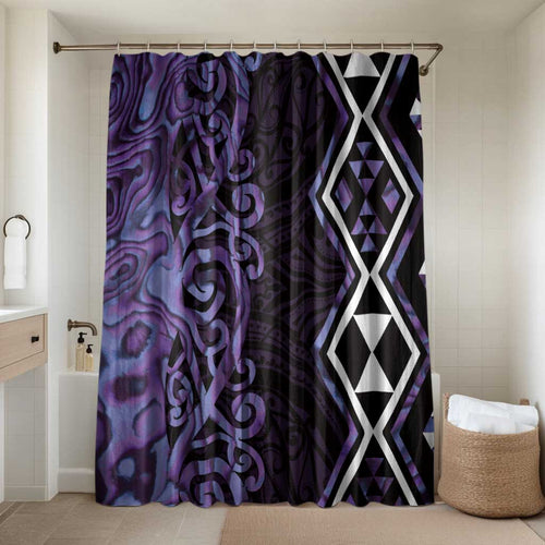 Purple Aotearoa Bathroom Set Taniko Motifs With Paua Shell Kowhaiwhai - Aussie Hoodie