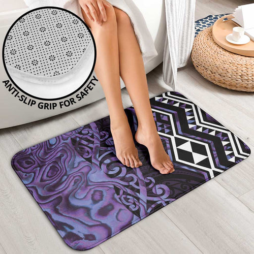 Purple Aotearoa Bathroom Set Taniko Motifs With Paua Shell Kowhaiwhai - Aussie Hoodie