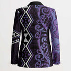Purple Aotearoa Blazer Taniko Motifs With Paua Shell Kowhaiwhai - Aussie Hoodie