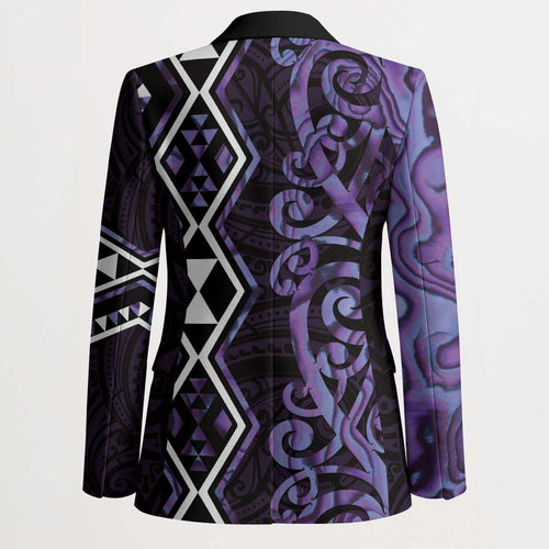 Purple Aotearoa Blazer Taniko Motifs With Paua Shell Kowhaiwhai - Aussie Hoodie