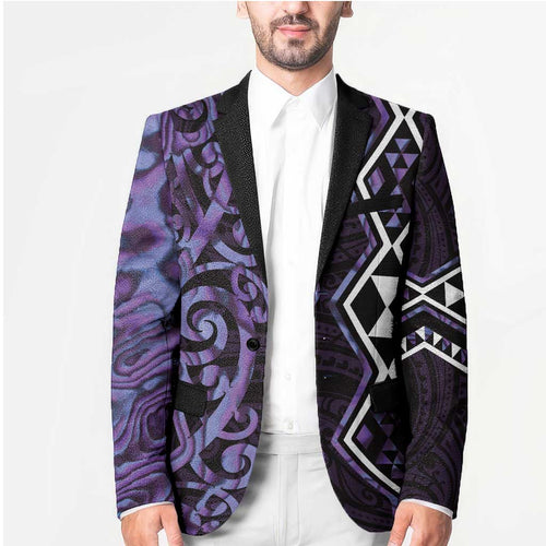 Purple Aotearoa Blazer Taniko Motifs With Paua Shell Kowhaiwhai - Aussie Hoodie