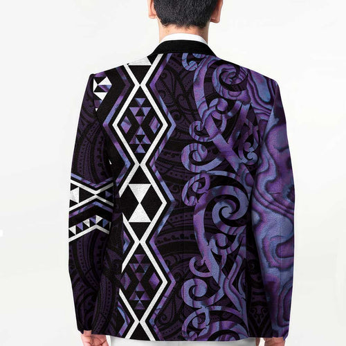 Purple Aotearoa Blazer Taniko Motifs With Paua Shell Kowhaiwhai - Aussie Hoodie