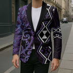 Purple Aotearoa Blazer Taniko Motifs With Paua Shell Kowhaiwhai - Aussie Hoodie
