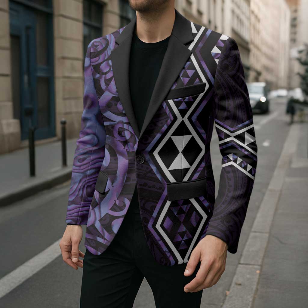 Purple Aotearoa Blazer Taniko Motifs With Paua Shell Kowhaiwhai - Aussie Hoodie
