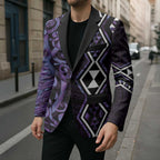 Purple Aotearoa Blazer Taniko Motifs With Paua Shell Kowhaiwhai - Aussie Hoodie