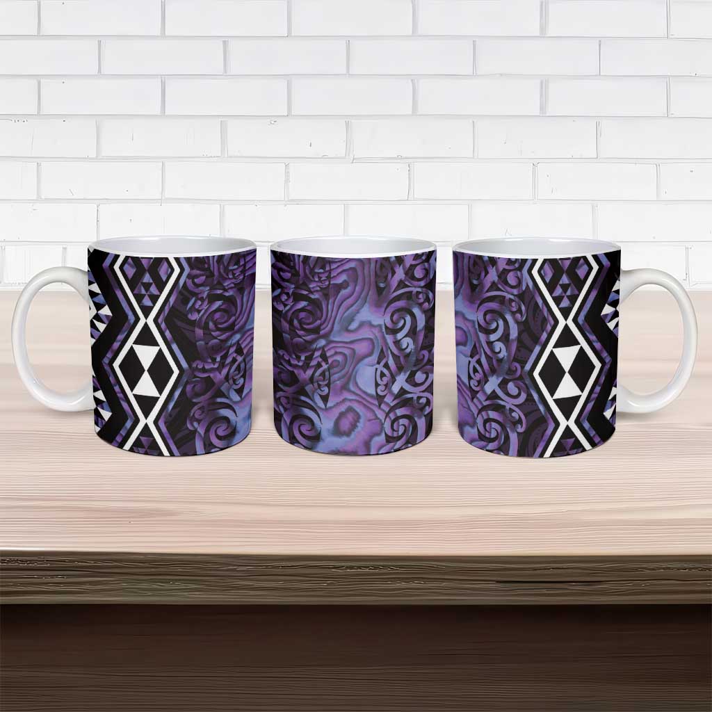 Purple Aotearoa Ceramic Mug Taniko Motifs With Paua Shell Kowhaiwhai - Aussie Hoodie