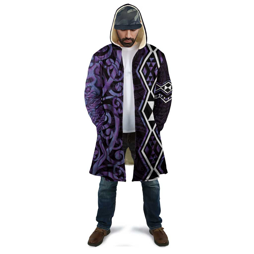 Purple Aotearoa Cloak Taniko Motifs With Paua Shell Kowhaiwhai - Aussie Hoodie