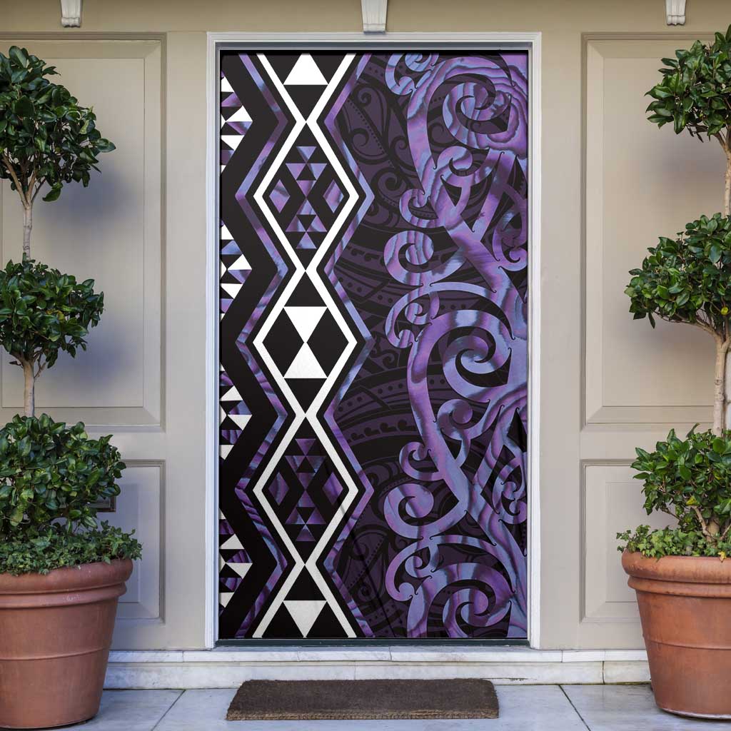 Purple Aotearoa Door Cover Taniko Motifs With Paua Shell Kowhaiwhai - Aussie Hoodie