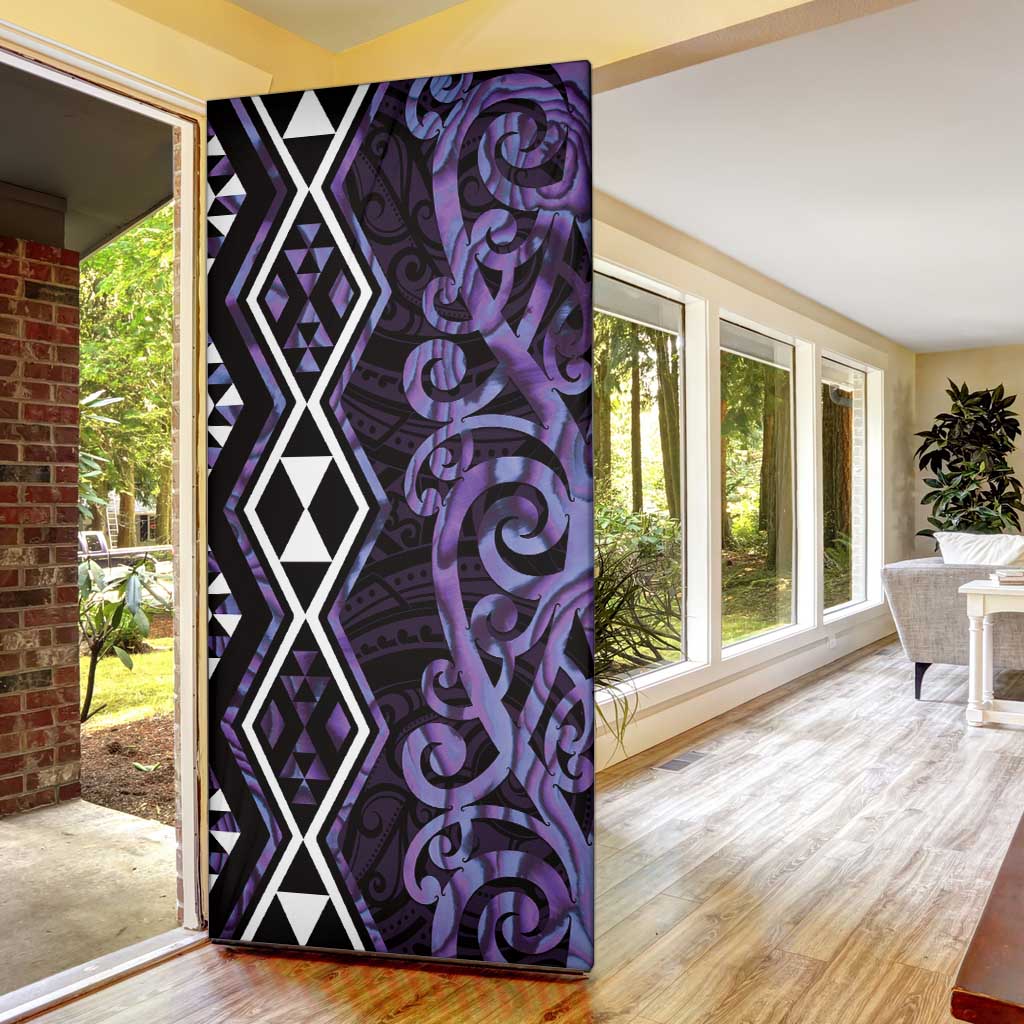 Purple Aotearoa Door Cover Taniko Motifs With Paua Shell Kowhaiwhai - Aussie Hoodie