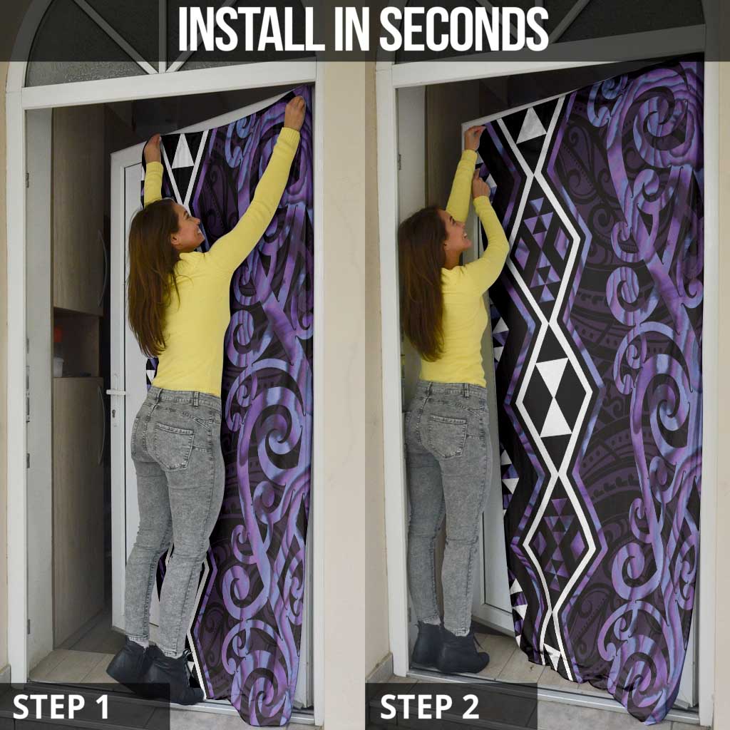 Purple Aotearoa Door Cover Taniko Motifs With Paua Shell Kowhaiwhai - Aussie Hoodie