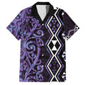 Purple Aotearoa Family Matching Summer Maxi Dress and Hawaiian Shirt Taniko Motifs With Paua Shell Kowhaiwhai