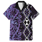 Purple Aotearoa Hawaiian Shirt Taniko Motifs With Paua Shell Kowhaiwhai