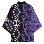 Purple Aotearoa Kimono Taniko Motifs With Paua Shell Kowhaiwhai - Aussie Hoodie