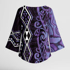 Purple Aotearoa Kimono Sleeve Blouse Taniko Motifs With Paua Shell Kowhaiwhai - Aussie Hoodie