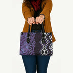 Purple Aotearoa Leather Bag Taniko Motifs With Paua Shell Kowhaiwhai - Aussie Hoodie
