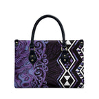 Purple Aotearoa Leather Bag Taniko Motifs With Paua Shell Kowhaiwhai - Aussie Hoodie