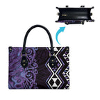 Purple Aotearoa Leather Bag Taniko Motifs With Paua Shell Kowhaiwhai - Aussie Hoodie