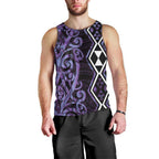 Purple Aotearoa Men Tank Top Taniko Motifs With Paua Shell Kowhaiwhai