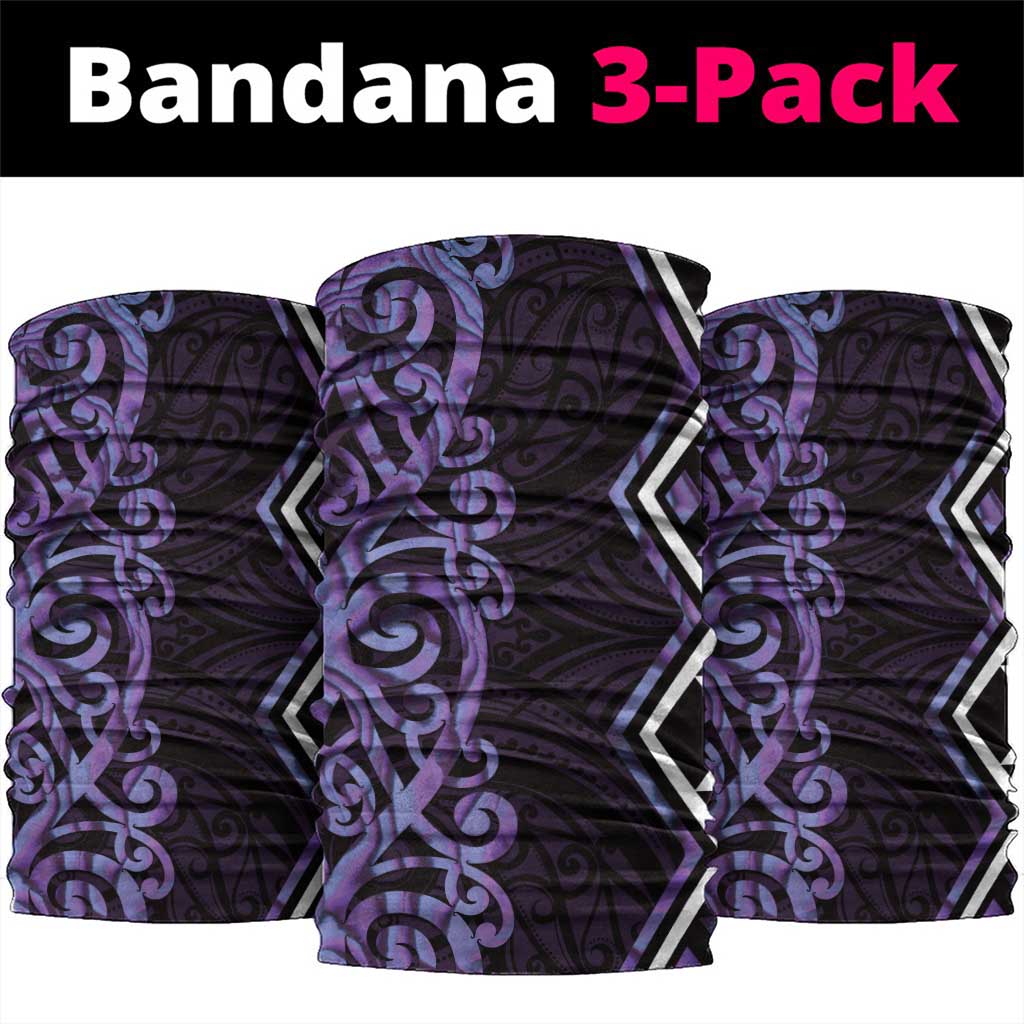 Purple Aotearoa Neck Gaiter Taniko Motifs With Paua Shell Kowhaiwhai - Aussie Hoodie