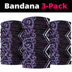 Purple Aotearoa Neck Gaiter Taniko Motifs With Paua Shell Kowhaiwhai - Aussie Hoodie