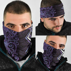 Purple Aotearoa Neck Gaiter Taniko Motifs With Paua Shell Kowhaiwhai - Aussie Hoodie