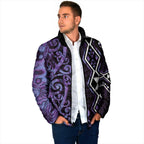 Purple Aotearoa Padded Jacket Taniko Motifs With Paua Shell Kowhaiwhai - Aussie Hoodie