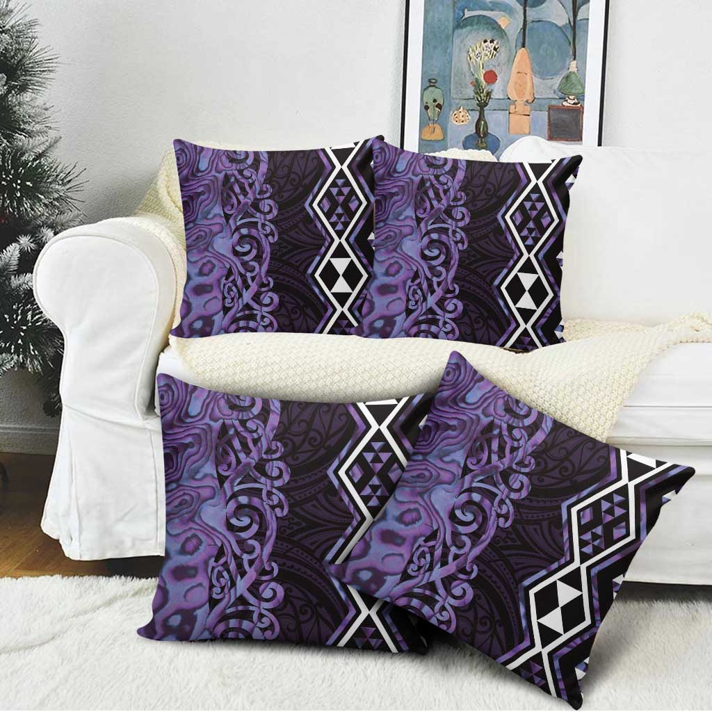 Purple Aotearoa Pillow Cover Taniko Motifs With Paua Shell Kowhaiwhai - Aussie Hoodie