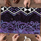 Purple Aotearoa Puzzle Taniko Motifs With Paua Shell Kowhaiwhai - Aussie Hoodie