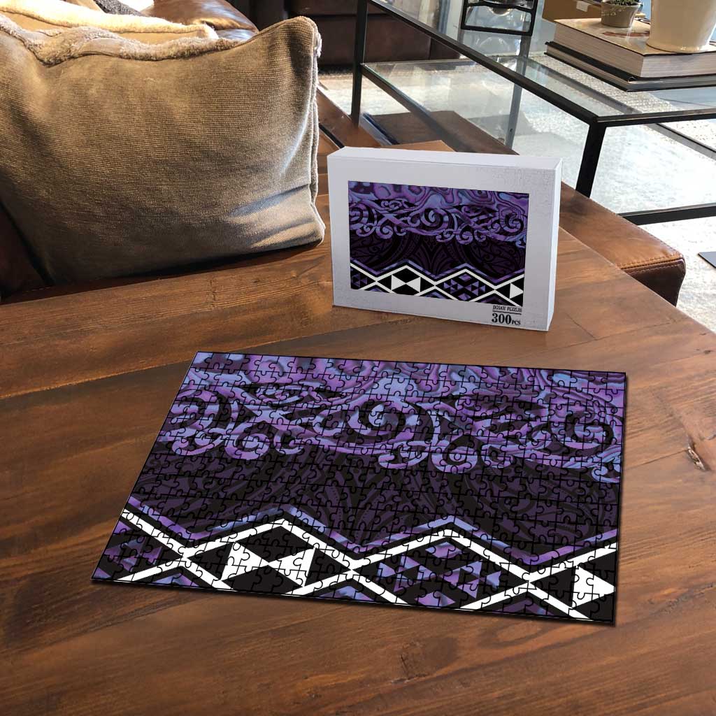 Purple Aotearoa Puzzle Taniko Motifs With Paua Shell Kowhaiwhai - Aussie Hoodie