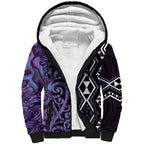 Purple Aotearoa Sherpa Hoodie Taniko Motifs With Paua Shell Kowhaiwhai