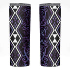 Purple Aotearoa Skinny Tumbler Taniko Motifs With Paua Shell Kowhaiwhai