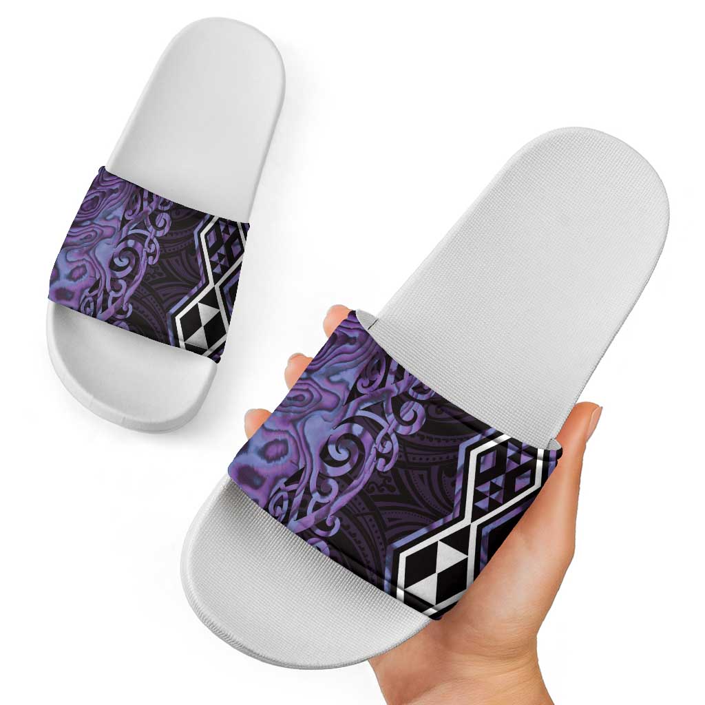 Purple Aotearoa Slide Sandals Taniko Motifs With Paua Shell Kowhaiwhai - Aussie Hoodie