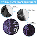 Purple Aotearoa Spare Tire Cover Taniko Motifs With Paua Shell Kowhaiwhai