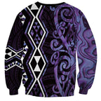 Purple Aotearoa Sweatshirt Taniko Motifs With Paua Shell Kowhaiwhai
