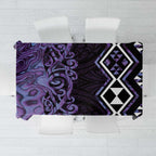 Purple Aotearoa Tablecloth Taniko Motifs With Paua Shell Kowhaiwhai