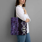 Purple Aotearoa Tote Bag Taniko Motifs With Paua Shell Kowhaiwhai - Aussie Hoodie