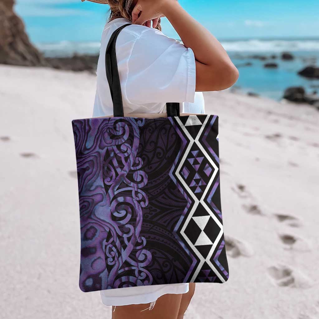 Purple Aotearoa Tote Bag Taniko Motifs With Paua Shell Kowhaiwhai - Aussie Hoodie
