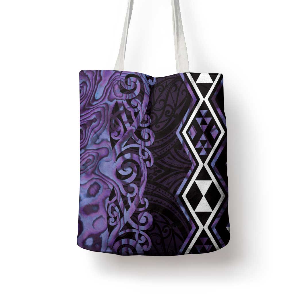 Purple Aotearoa Tote Bag Taniko Motifs With Paua Shell Kowhaiwhai - Aussie Hoodie