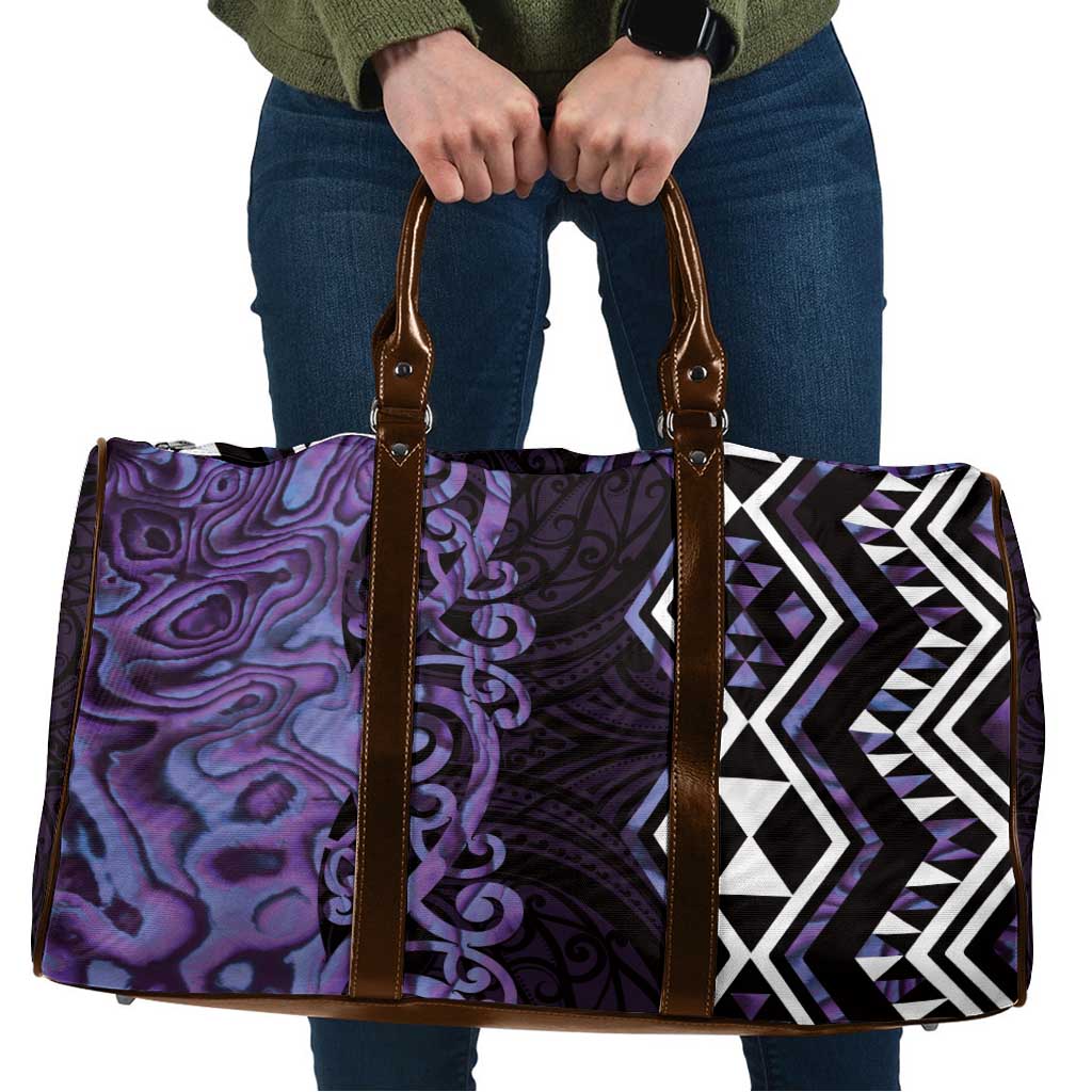 Purple Aotearoa Travel Bag Taniko Motifs With Paua Shell Kowhaiwhai - Aussie Hoodie