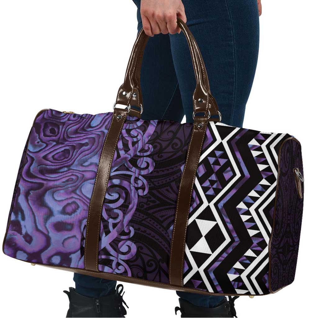Purple Aotearoa Travel Bag Taniko Motifs With Paua Shell Kowhaiwhai - Aussie Hoodie