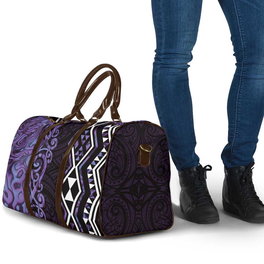 Purple Aotearoa Travel Bag Taniko Motifs With Paua Shell Kowhaiwhai - Aussie Hoodie