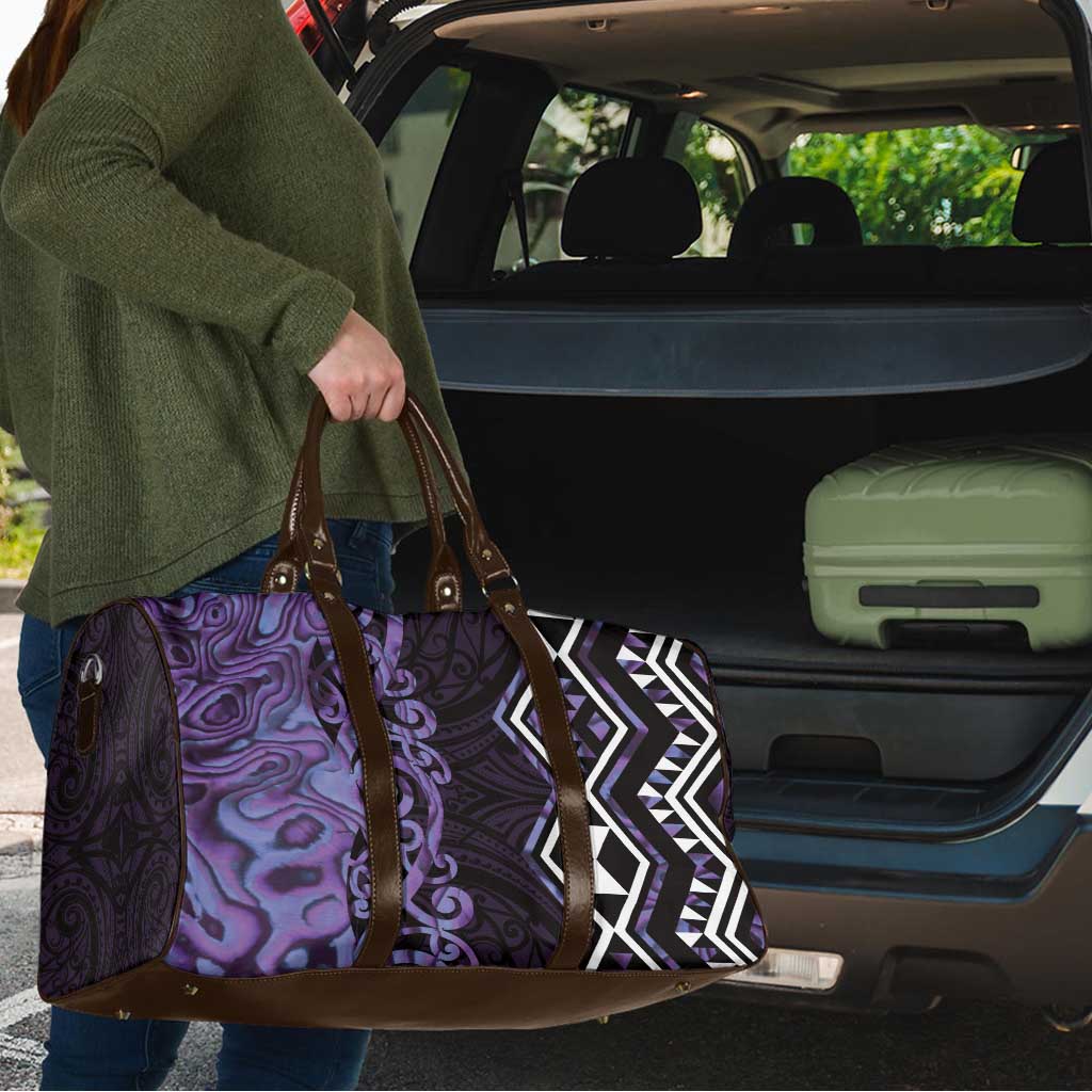 Purple Aotearoa Travel Bag Taniko Motifs With Paua Shell Kowhaiwhai - Aussie Hoodie