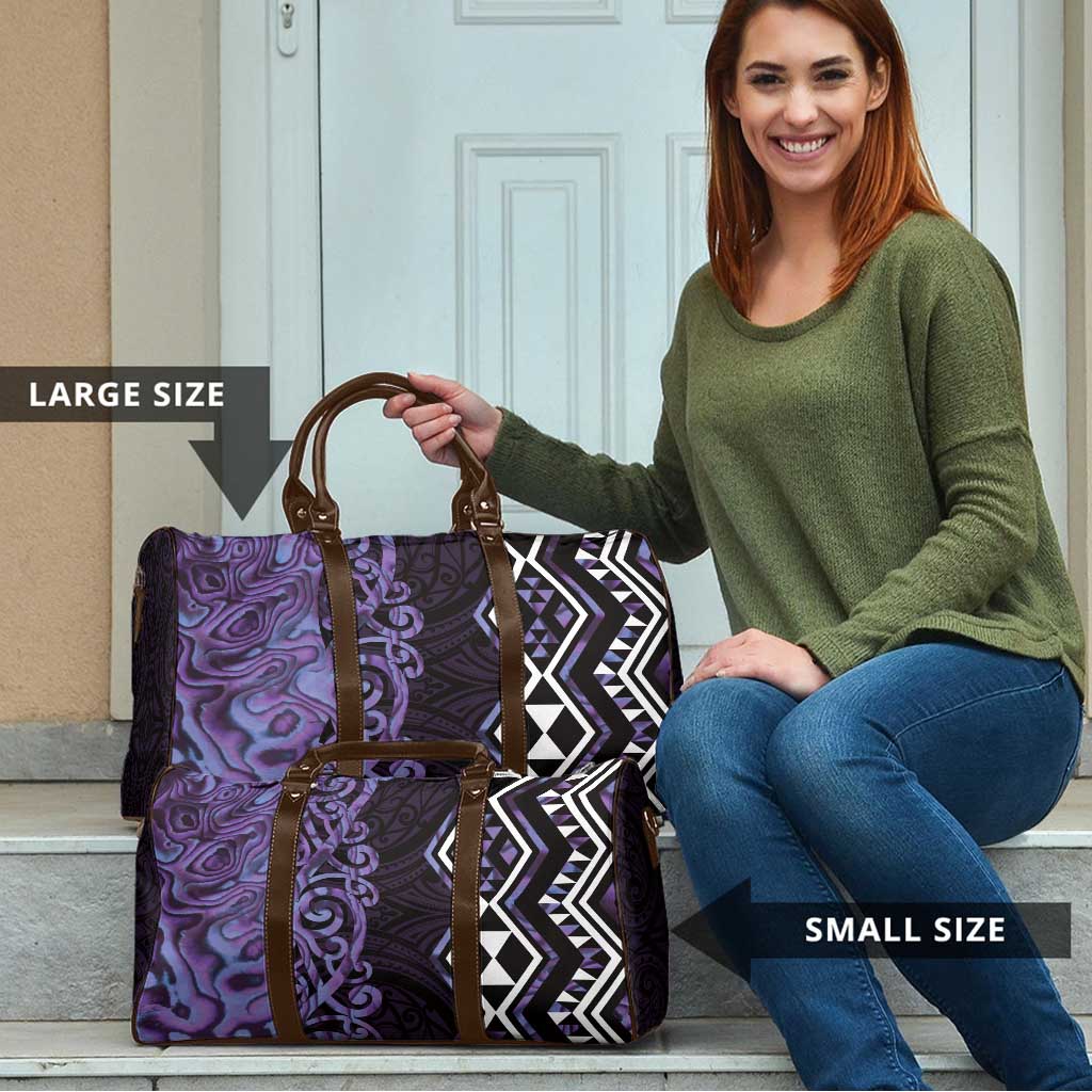 Purple Aotearoa Travel Bag Taniko Motifs With Paua Shell Kowhaiwhai - Aussie Hoodie