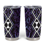 Purple Aotearoa Tumbler Cup Taniko Motifs With Paua Shell Kowhaiwhai