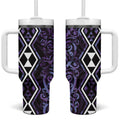 Purple Aotearoa Tumbler With Handle Taniko Motifs With Paua Shell Kowhaiwhai
