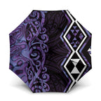 Purple Aotearoa Umbrella Taniko Motifs With Paua Shell Kowhaiwhai - Aussie Hoodie