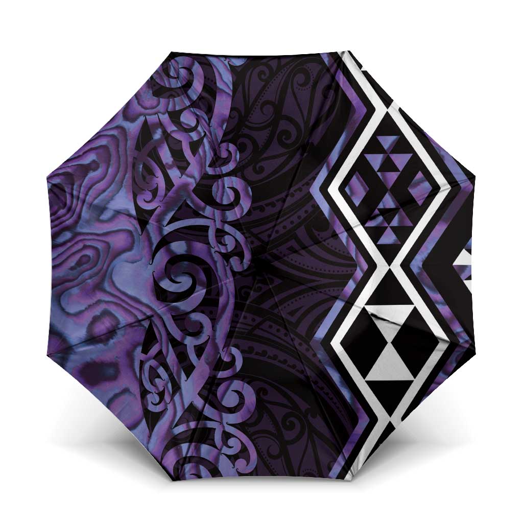 Purple Aotearoa Umbrella Taniko Motifs With Paua Shell Kowhaiwhai - Aussie Hoodie