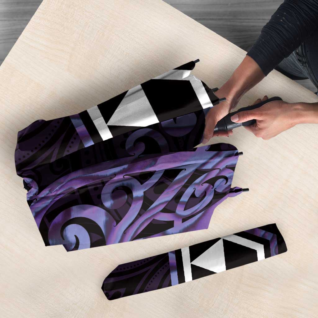 Purple Aotearoa Umbrella Taniko Motifs With Paua Shell Kowhaiwhai - Aussie Hoodie