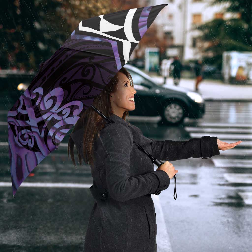 Purple Aotearoa Umbrella Taniko Motifs With Paua Shell Kowhaiwhai - Aussie Hoodie